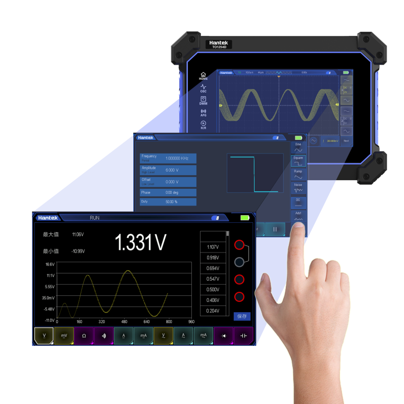 Hantek TO1254D Oscilloscope tactile portable 4 canaux / 250MHZ avec